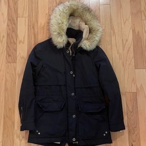 Zara Black faux fur lined Parka . Size S